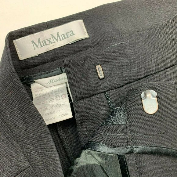 Max Mara Black Woolmark Blend Pants Pockets - Picture 9 of 10